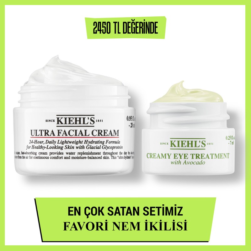Kiehl's Ultra Facial Cream & Avokadolu Göz Kremi 2 Adet Kavanoz Seti Tüm Cilt Tipleri İçin Nemlendirici