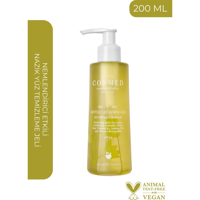 Cosmed Nemlendirici Etkili Nazik Yüz Temizleme Jeli / DAY TO DAY GENTLE CLEANSING GEL 200 Ml