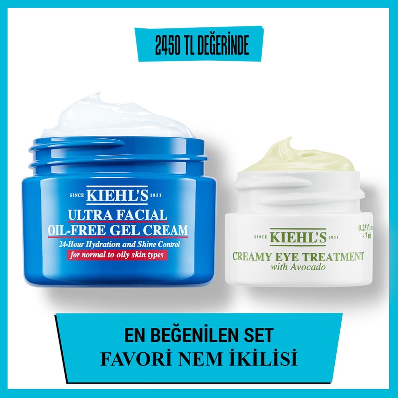Kiehl's Ultra Facial Oil Free Cream ve Avokadolu Göz Kremi Özellikli Nem İkilisi Seti