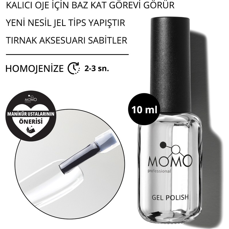 Momo Professional Şeffaf Renkli Base Coat 4 in 1 10 ml Çok Yönlü Tırnak Bakımı ve Güçlendirici