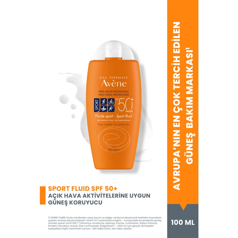 Avene Sport Fluid SPF 50+ Suya Dayanıklı Güneş Kremi Tüm Cilt Tipleri İçin 100 ml