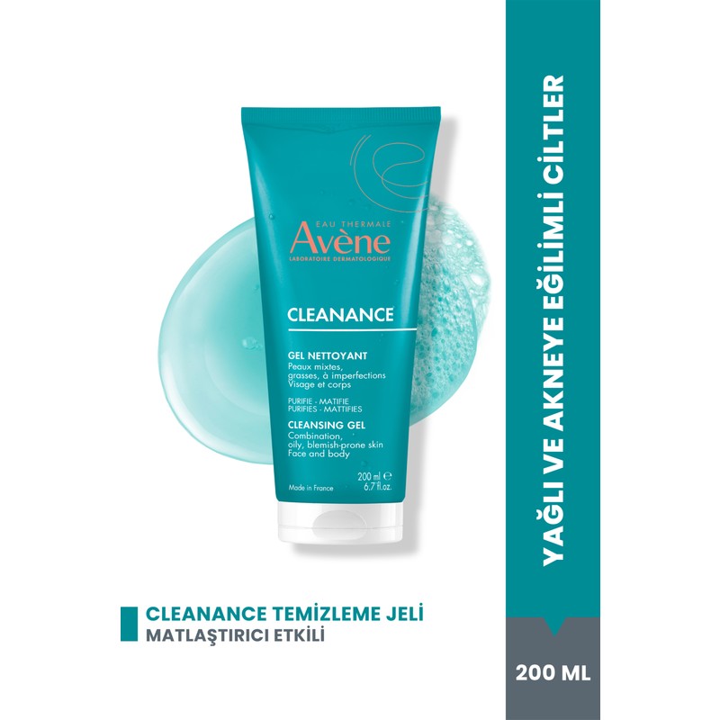 Avene Cleanance Yağlı ve Akneye Eğilimli Ciltler için Matlaştırıcı Yüz Temizleme Jeli 200 ml