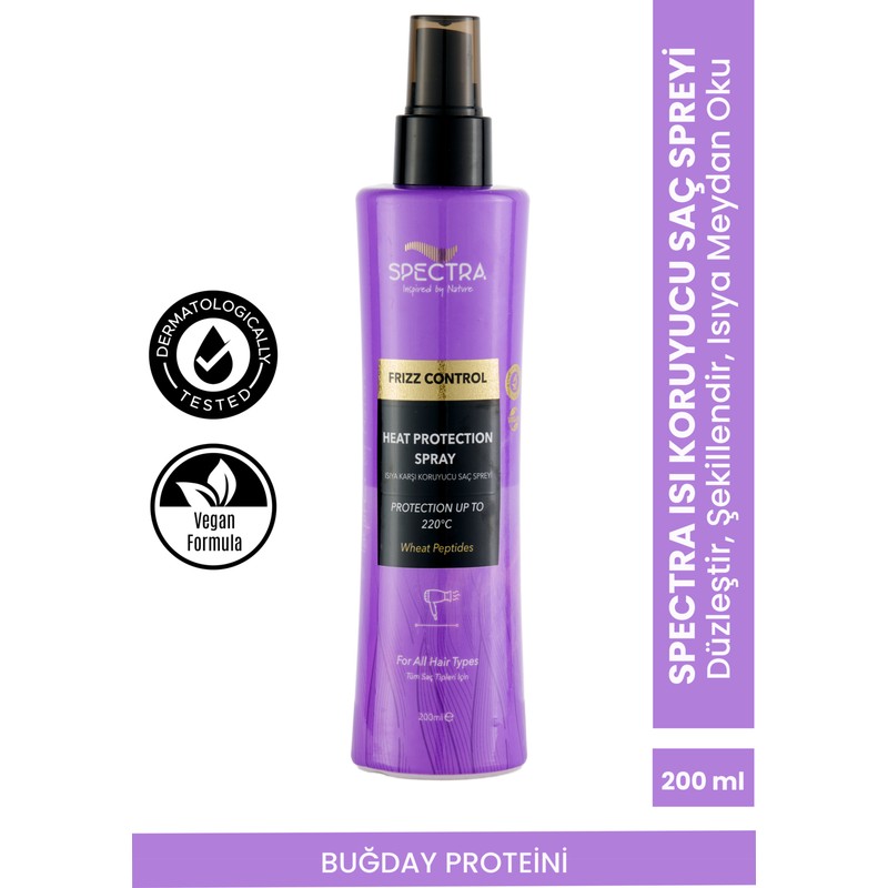 Spectra Care Isı Koruyucu Buğday Proteinili (220 Dereceye Kadar Etkili)Saç Spreyi - 200 ML