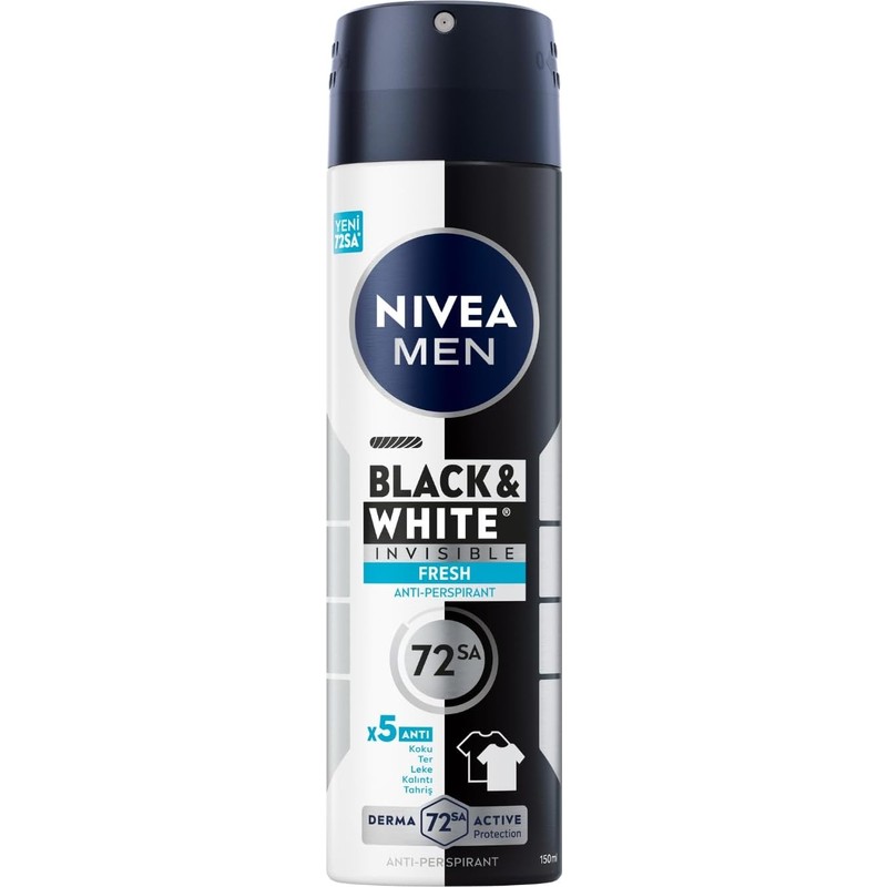 Nivea Nıvea Men Black White Invisible Fresh Sprey 150 ml x 5 Adet