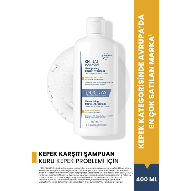 Ducray Kelual Squanorm Kuru Saçlar için Kepek Karşıtı Şampuan 400 ml