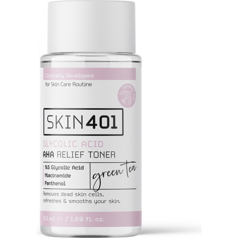 Skin401 %5 Glikolik Asit AHA Tonik Tüm Cilt Tipleri İçin Nemlendirici 50ML Seyahat Boy
