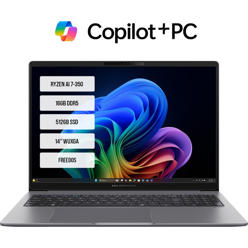 Asus ExpertBook P3 PM3406CKA-LY0056 Ryzen AI 7-350 16GB DDR5 512GB SSD 14'' WUXGA FreeDos Alüminyum Kasa Taşınabilir Bilgisayar - En Uygun Fiyatlarla Piinti'de