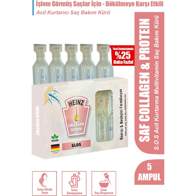 Heinz Yıpranmış Saçlar Için Şok Bakım & Saç Vitamini 5li Ampul