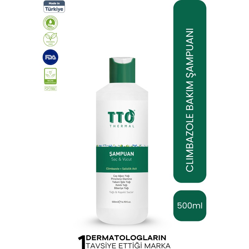 TTO Thermal Saç ve Vücut Şampuanı 500 ml Beyaz – Çay Ağacı Yağı İçeren Arındırıcı Saç ve Vücut Bakımı