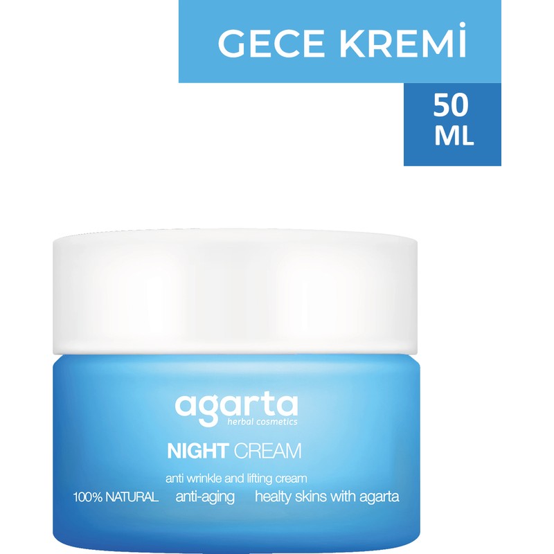 Agarta Doğal Gece Kremi 50 ml Anti Aging Etkili Karma Ciltler İçin E Vitamini İçerir