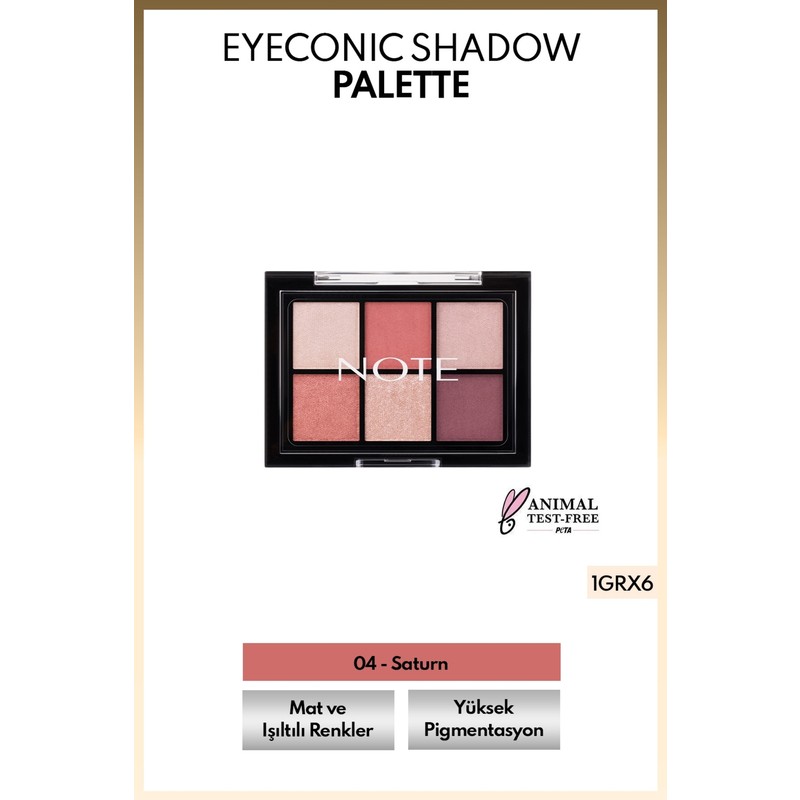 Note Cosmetics Eyeconic Eyeshadow Palette Mat ve Işıltılı Toz Göz Far Paleti - 04 Saturn