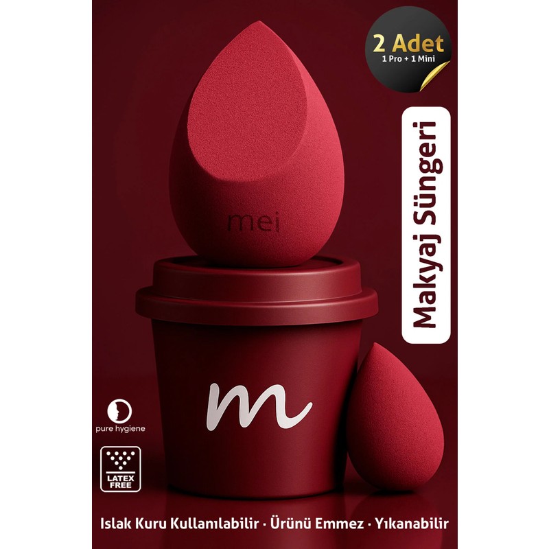 Mei Makyaj Süngeri Fondöten Emmeyen Sponce Coffeecup Hijyenik Merlot Pro 1 Mini