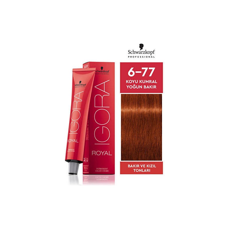 Schwarzkopf Igora Royal 6-77 Koyu Kumral Saç Boyası 60 Ml Amonyaklı Krem Formda Yoğun Bakır Renk