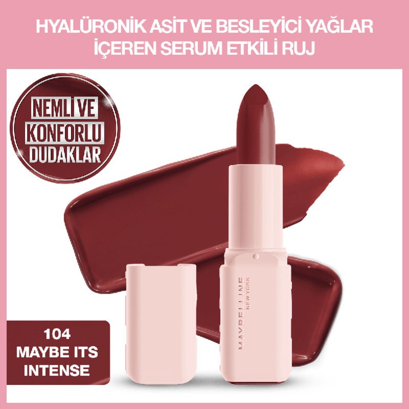 Maybelline New York Serum Etkili Hyalüronik Asit ve Besleyici Yağ Içeren Ruj - 104 Maybe It's Intense