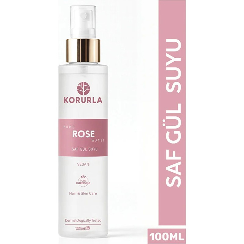 Korurla Saf Gül Suyu Gözenek Sıkılaştırıcı Aydınlatıcı ve Arındırıcı Tonik %100 Doğal ve Saf 100 ml