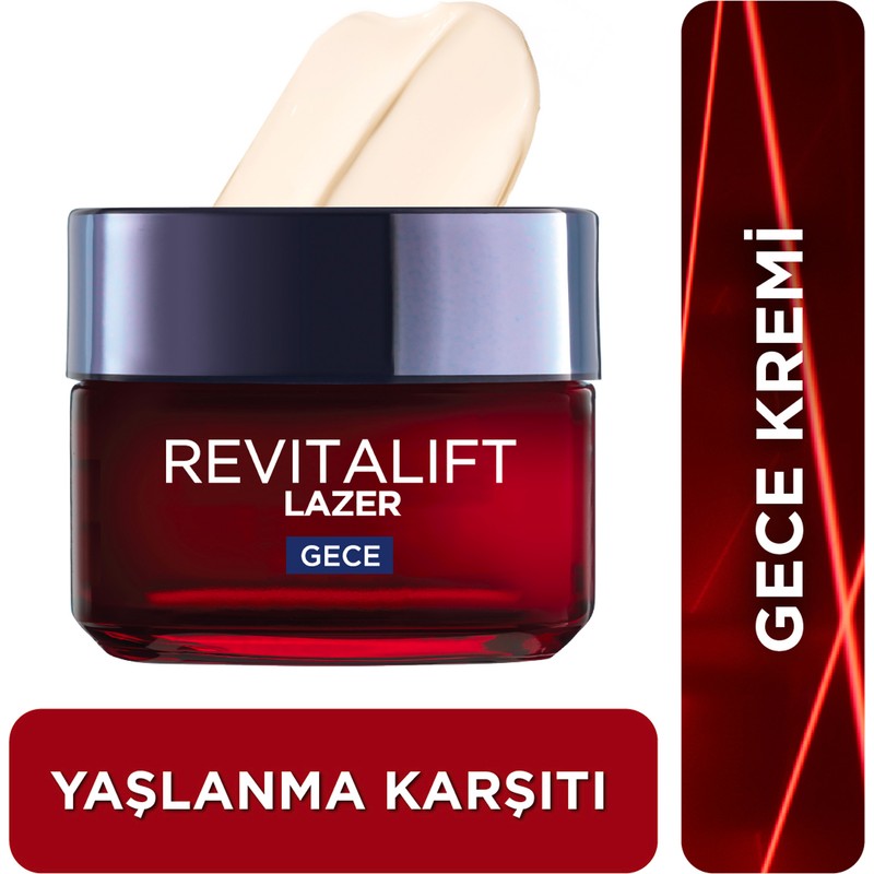 L'Oréal Paris Revitalift Lazer X3 Yoğun Gece Bakım Kremi Yaşlanma Karşıtı Hyaluronik Asit İçerikli