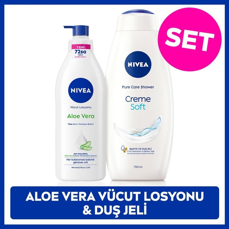 Nivea Creme Soft Duş Jeli 750ML ve Aloe Vera Derinlemesine Nemlendirici Vücut Losyonu 400ML
