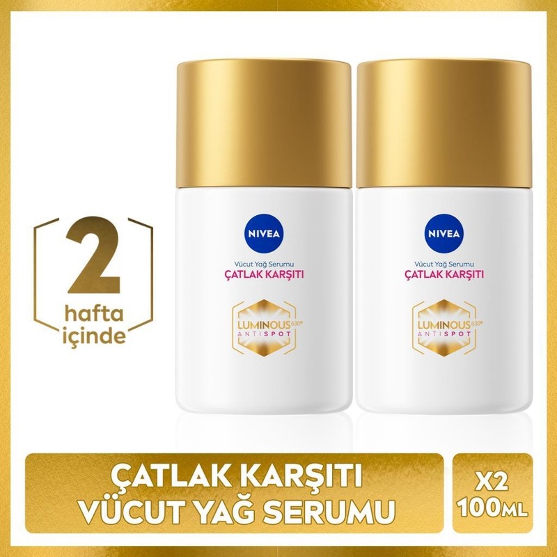 Nivea LUMINOUS630 Çatlak Karşıtı Vücut Yağ Serumu 100ML, Hamilelik, Kilo Değişimi Çatlak Giderici, X2 Adet