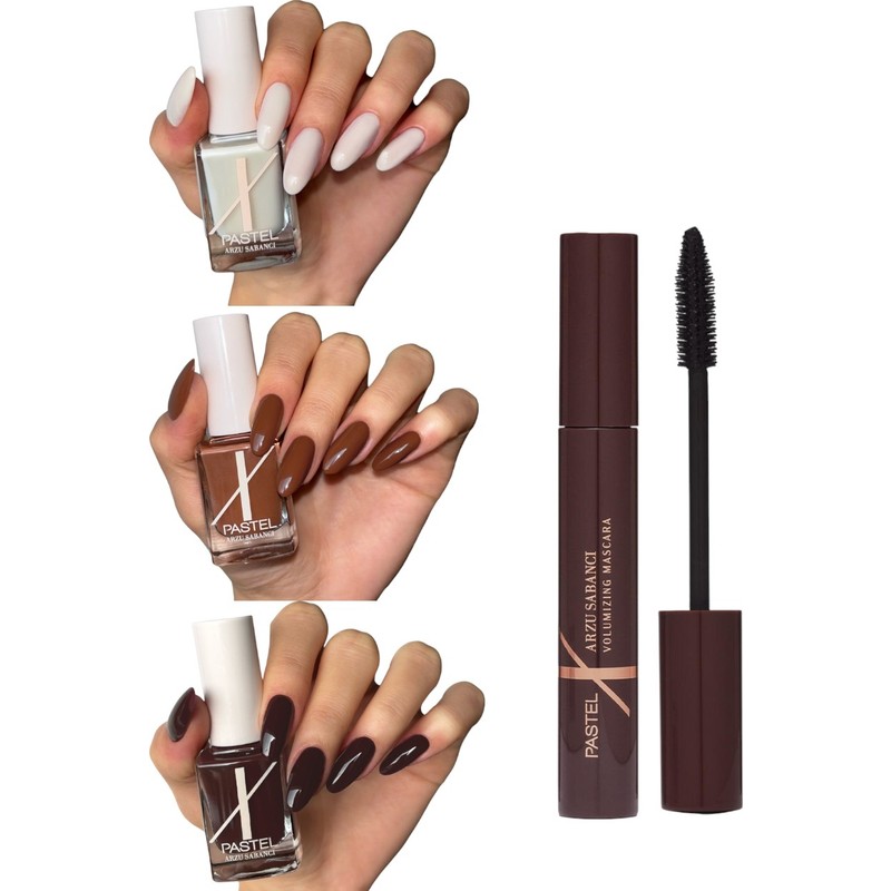 Pastel x Arzu Sabancı Oje 3lü Set + Pastel x Arzu Sabancı Volumizing Maskara