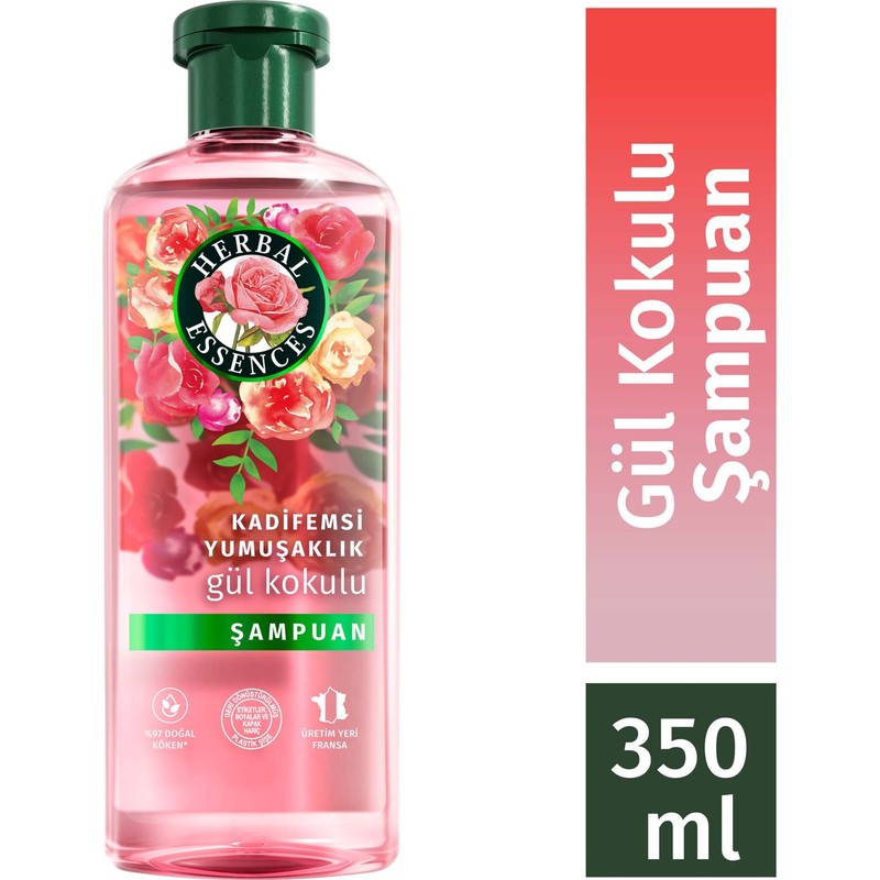 Herbal Essences 350ML Kadifemsi Yumuşaklık Gül Kokulu Şampuan Yumuşatıcı ve Doğal İçerikli