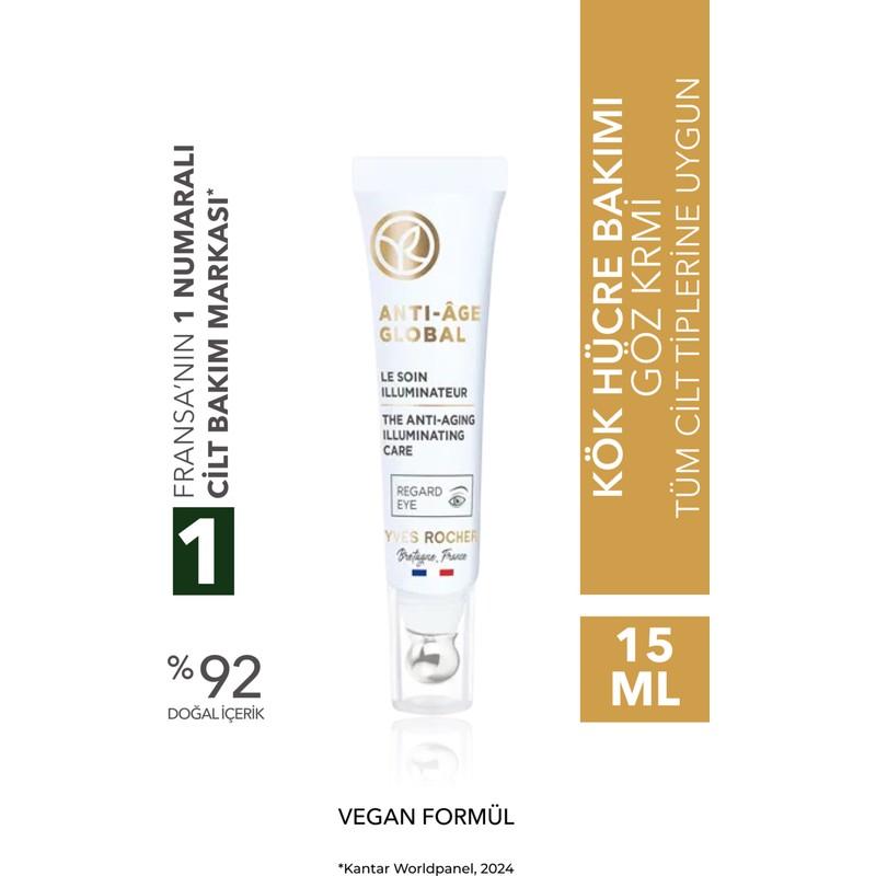 Yves Rocher Yenileyici Yaşlanma Karşıtı Bitkisel Kök Hücre Bakımı Anti-age Global - Kafein&vitamin E - Göz Kremi