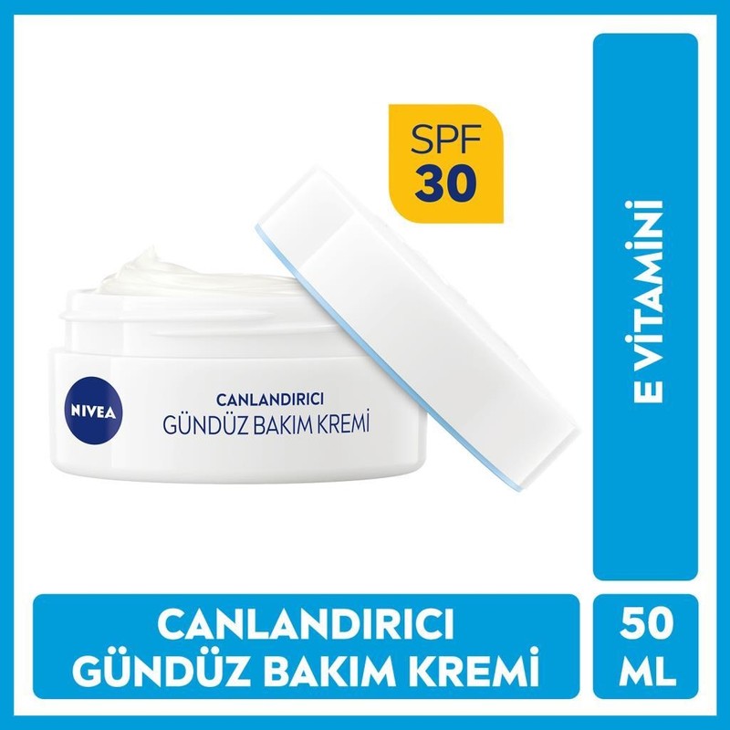 Nivea SPF30 Canlandırıcı Gündüz Yüz Bakım Kremi 50ML, Normal Ciltler, E Vitamini, 24 Saat Nemlendirici