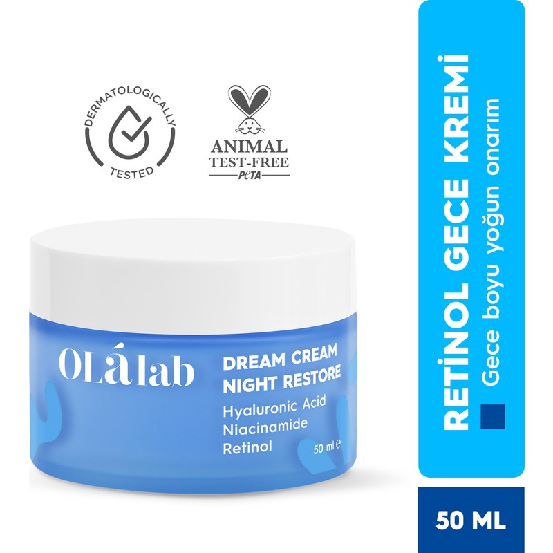 OlaLab Yaşlanma Önleyici Yenileyici Nemlendirici Retinol Gece Yüz Kremi 50 ml Night Restore