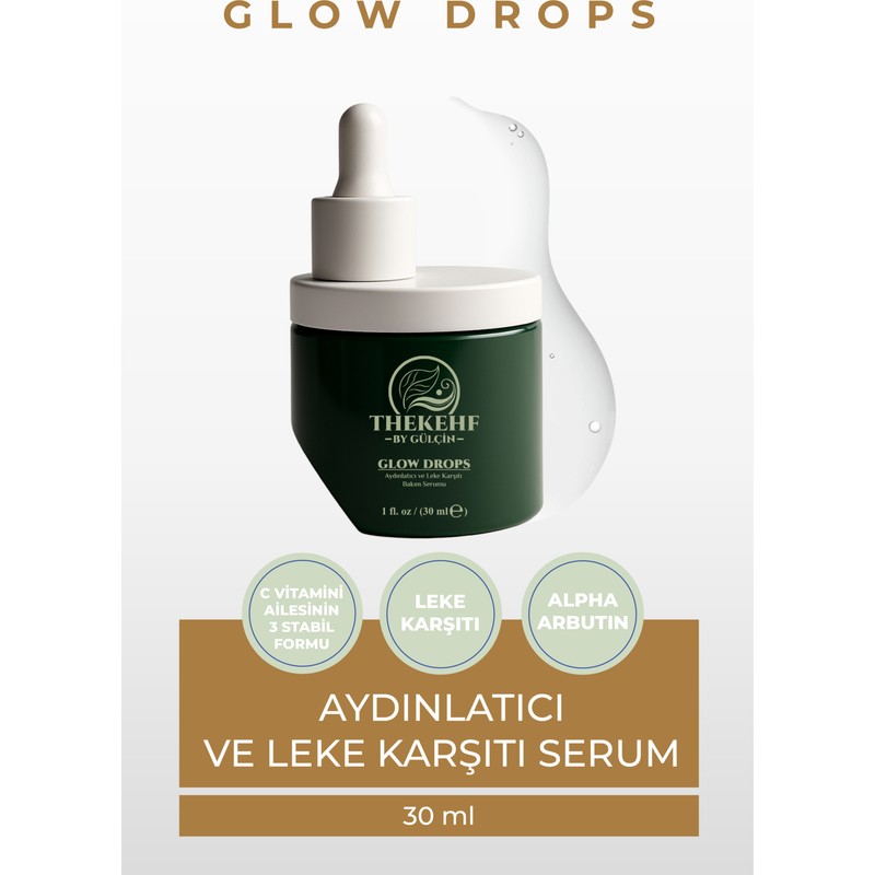 The Khef The Kehf Glow Drops 30 ml Üçlü C Vitamini ve Alpha-Arbutin İçeren Tüm Cilt Tipleri için Canlandırıcı Serum
