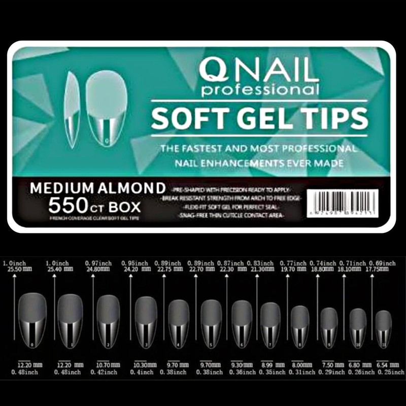 Qnail Professional Protez Tırnak Kapsül Soft Jel Tips 550’LI Medium Almond Yeni Sistem