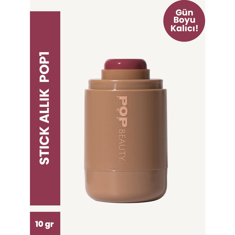 Pop Beauty Doğal Görünüm, Nemlendirici Etkili, Yanak ve Dudak Renklendirici Stick Allık