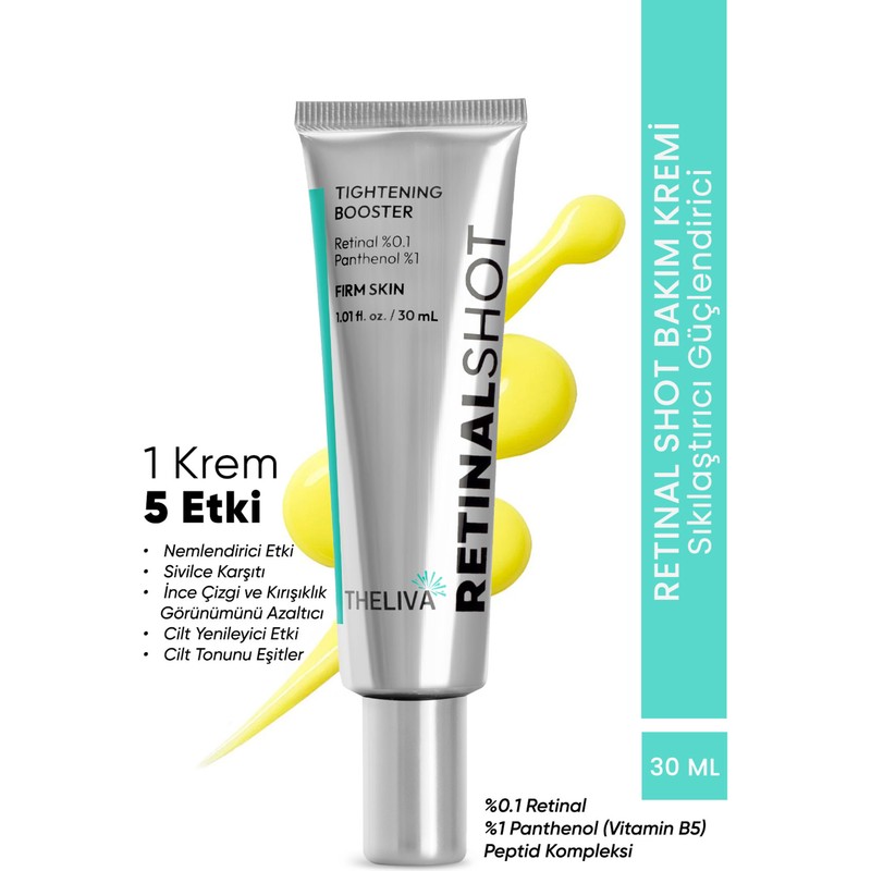 The Liva Retinal Shot Sıkılaştırıcı Yüz Kremi 30 ml Tüm Cilt Tipleri İçin Yaşlanma Karşıtı Etki