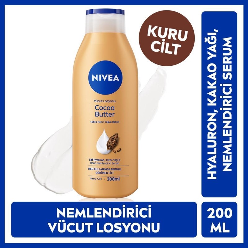Nivea Nemlendirici Vücut Losyonu Cocoa Butter 200 Ml,kakao Yağı,hyaluron,kuru Cilt
