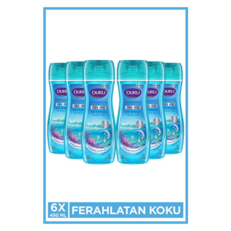 Duru Okyanus Tazeliği Ferahlatan Koku Vegan Duş Jeli 6X450 ml Etkili Temizlik