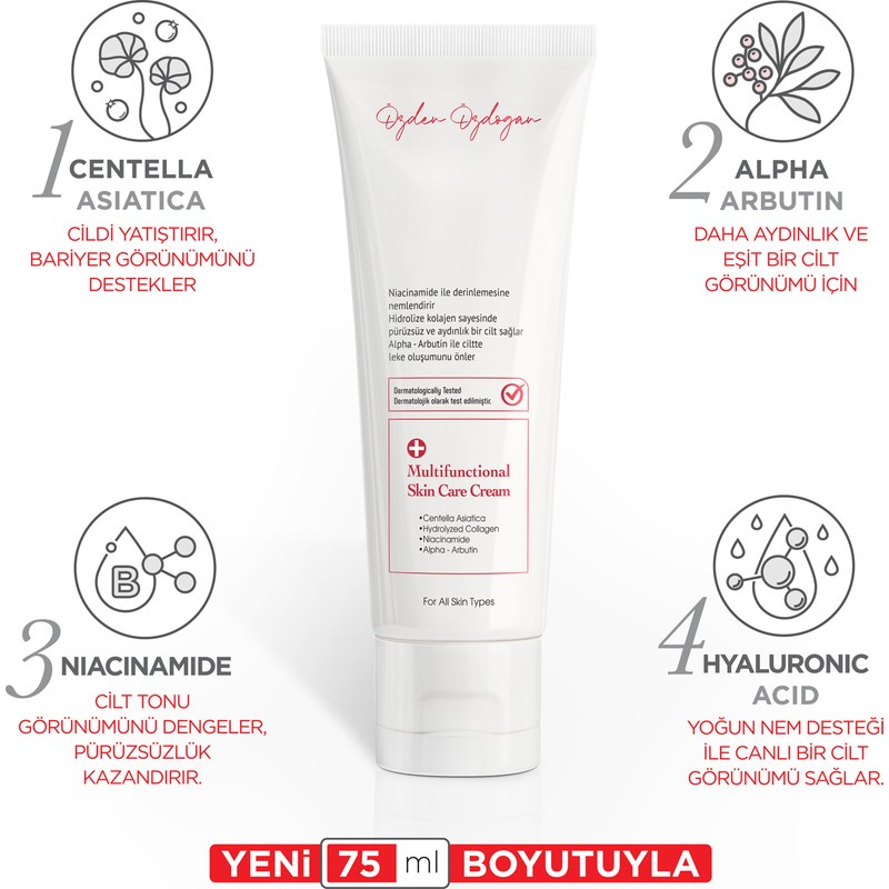 Özden Özdoğan Centella Asiatica İçerikli Yatıştırıcı Onarıcı ve Bariyer Koruyucu Cica Bakım Kremi 75 ml Tüm Cilt Tipleri İçin