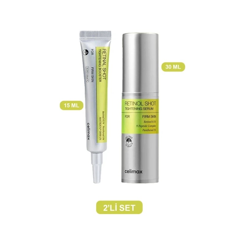 Celimax 2'li Set Retinal Shot Tightening Booster 15 ml ve Retinol Shot Tightening Serum 30 ml Yaşlanma Karşıtı Etki