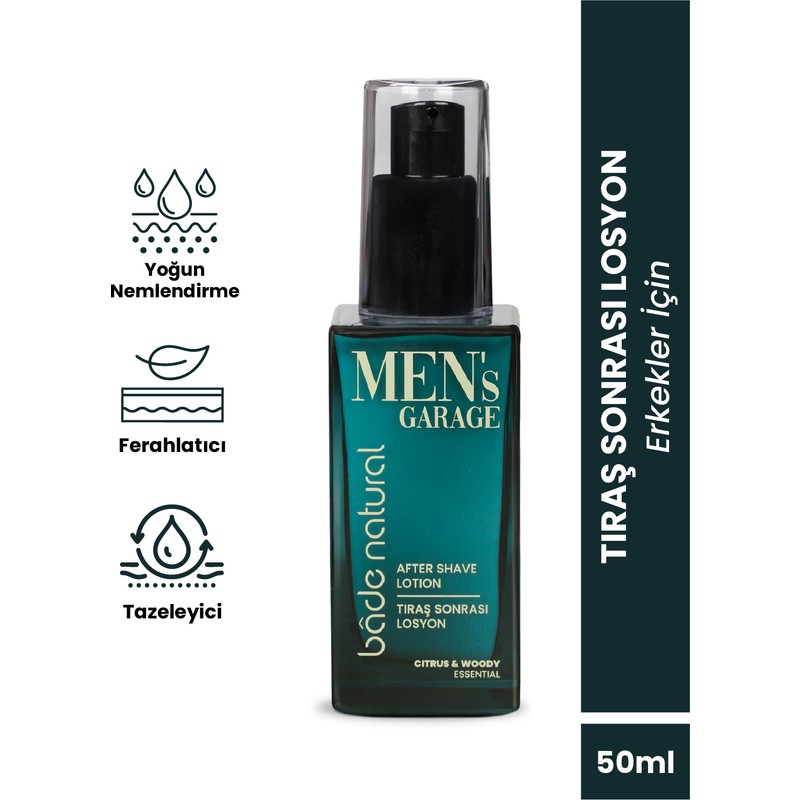 Bade Natural Men's Garage Tıraş Sonrası Losyon Ferahlatıcı ve Yatıştırıcı 50 ml
