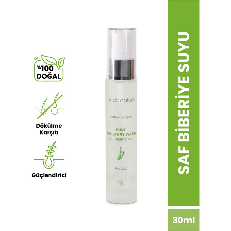 Bade Natural Biberiye Suyu Güçlendirici Saç Toniği Dökülme Karşıtı %100 Doğal ve Saf 30 ml