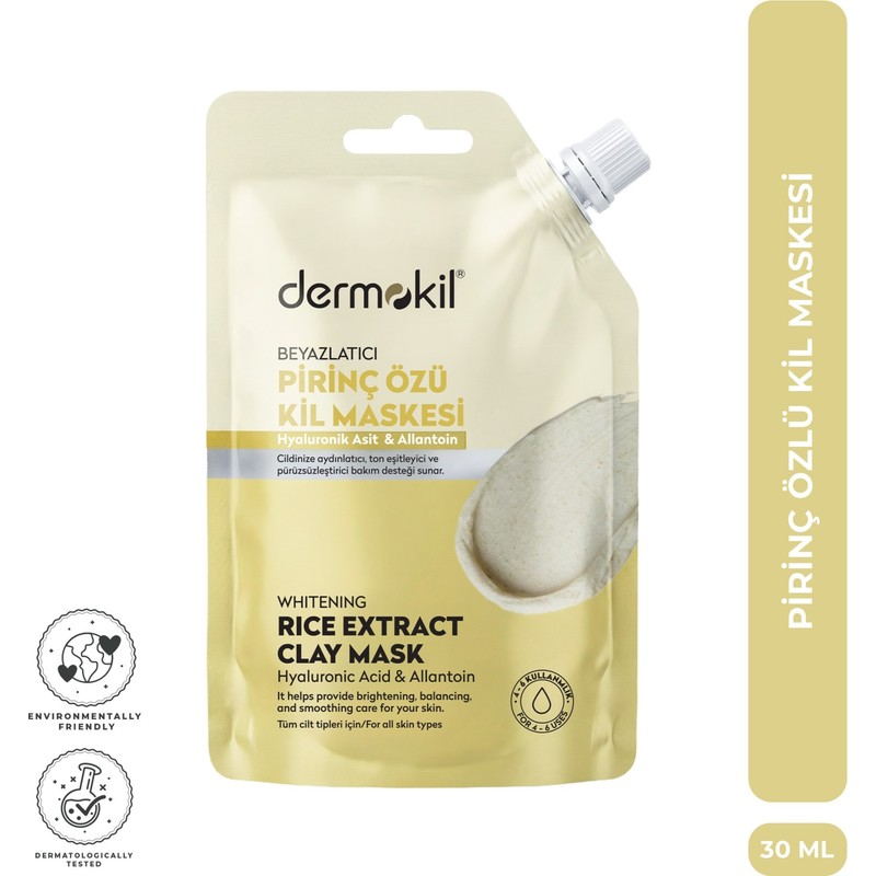 Dermokil Beyazlatıcı Etkili Pirinç Özü Kil Maske 30 ml