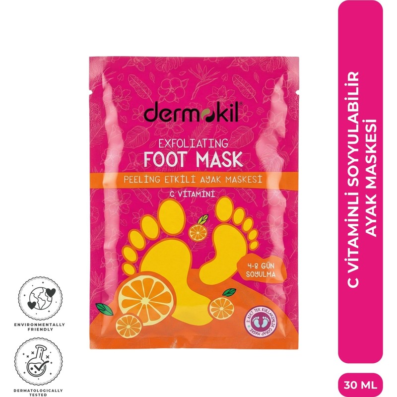 Dermokil C Vitaminli Peeling Etkili Soyulabilen Çorap Tipi Ayak Maskesi 30 ml