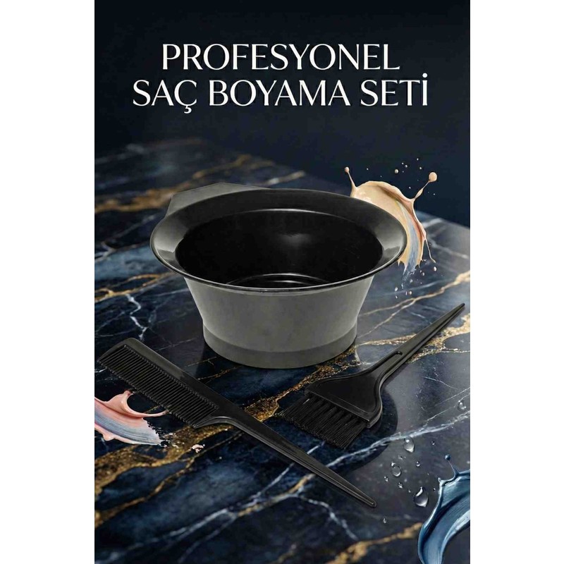 hugin sho Saç Boyama Seti 3 Lü Saç Boyama Fırçası Tarağı Boya Kabı