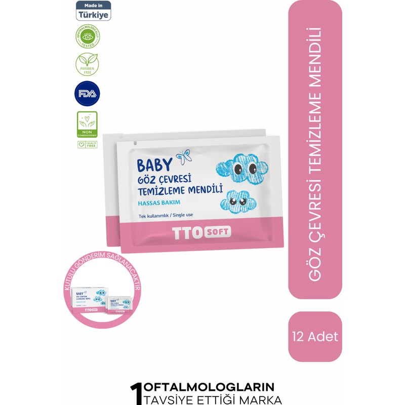 TTO Soft Baby Göz Çevresi Temizleme Mendili 12’li - Hassas ve Güvenli Temizlik