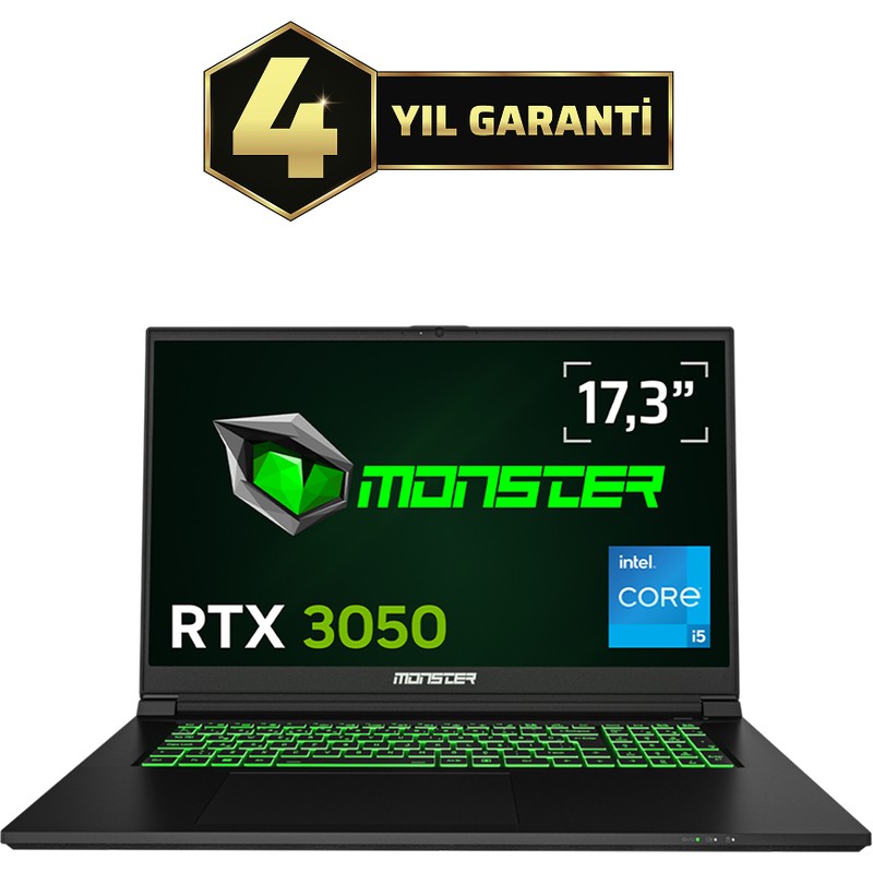 Monster Abra A7 V15.5.4 Intel Core i5 13500H 16 GB RAM 1 TB SSD 4 GB RTX 3050 FreeDOS 17,3" 144 Hz Oyun Bilgisayarı - En Uygun Fiyatlarla Piinti'de