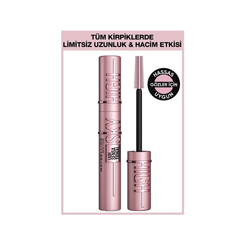 Luua Maybelline New York Hacim Verici Sky High Maskara Büyük Boy Hassas Gözler İçin Siyah