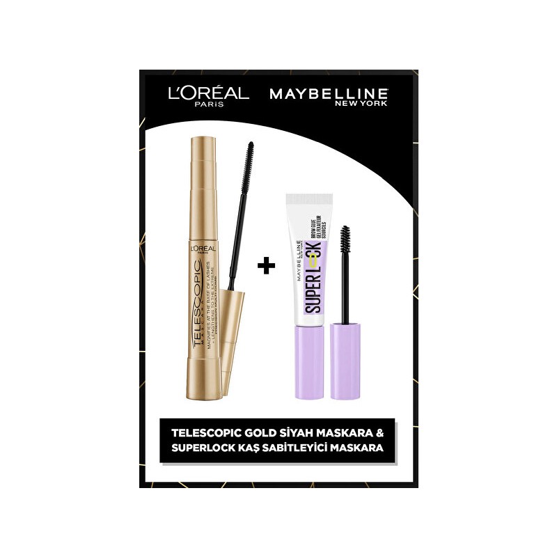 Luua L'oreal Paris Telescopic Gold Maskara Siyah Hacim Verici Büyük Boy Özellikli Kaş Sabitleyici