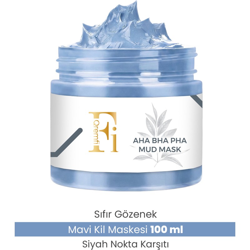 QREMFİ AHA BHA PHA İçerikli Sıfır Gözenek Mavi Kil Maskesi 100 ml Tüm Cilt Tipleri İçin Etkili