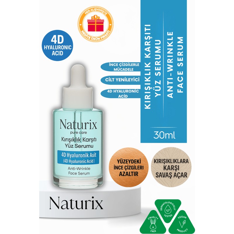 Naturix Yaşlılık Karşıtı Yüz Serumu | 4d Hyaluronic Acid | Derin Nemlendirme & Cilt Yenileme 30 ml