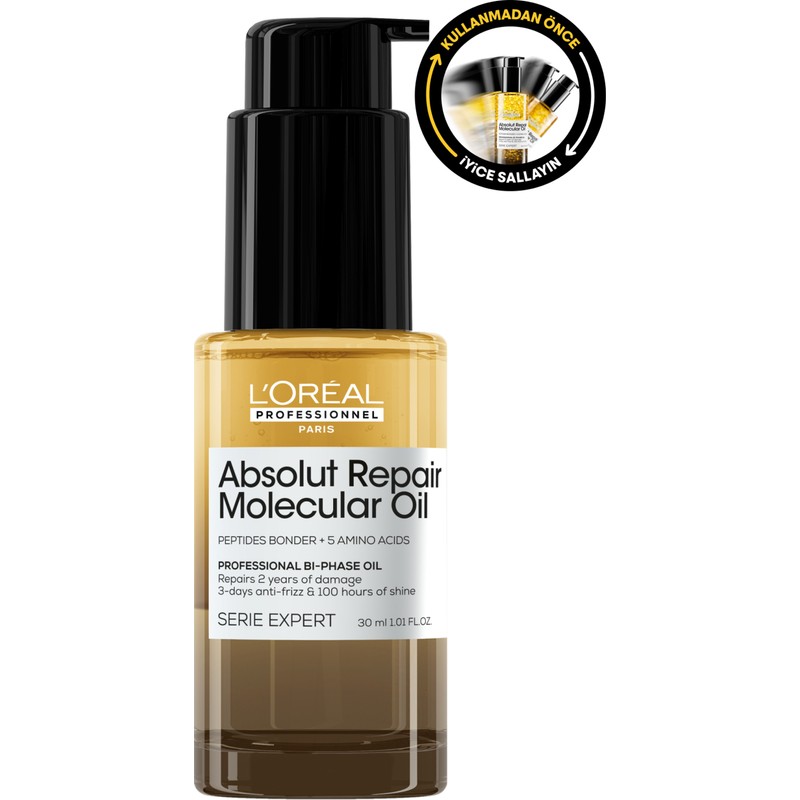 L'Oréal Professionnel Absolut Repair Molecular Çift Fazlı Besleyici Profesyonel Bakım Yağı 30 ml
