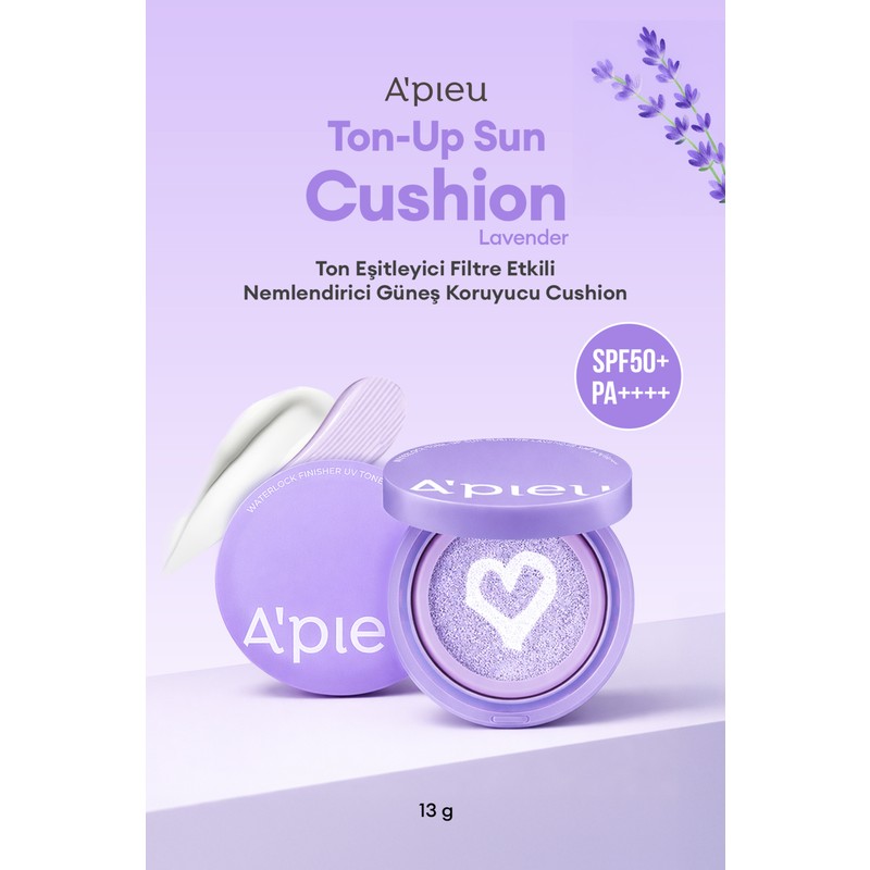 MISSHA Ton Eşitleyici Nemlendirici Güneş Koruyucu APIEU Waterlock Tone Up Sun Cushion Lavender SPF50+PA++++