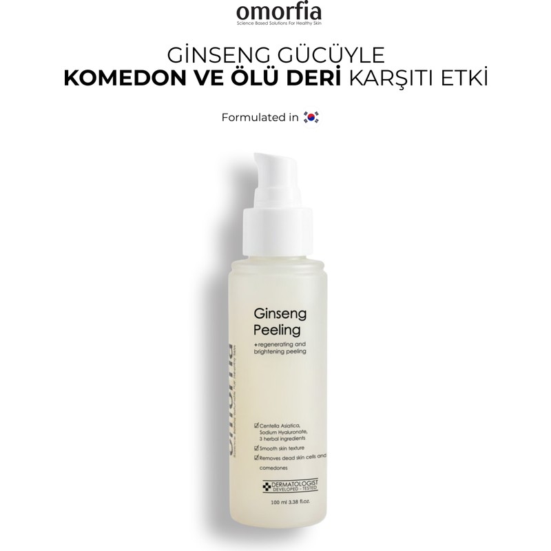 Omorfia Kırmızı Kore Ginseng Özlü Anında Ölü Derilerden Arındıran, Yenileyici Aydınlatıcı Peeling 100 ml