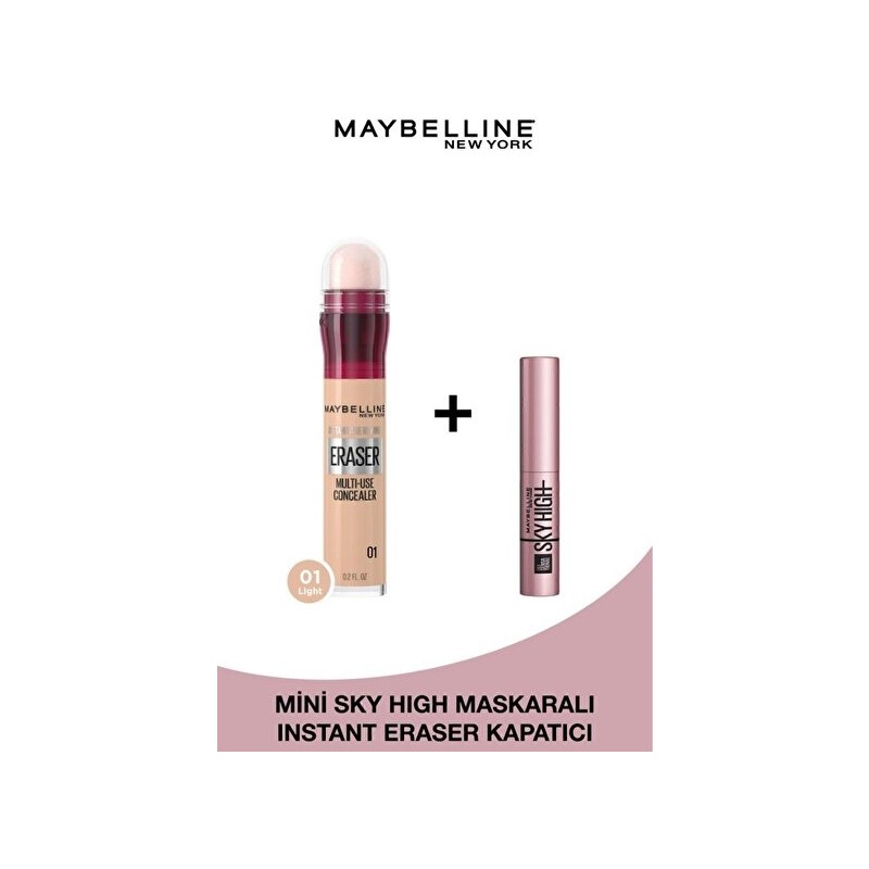 Luua Maybelline New York Instant Anti Age Eraser Kapatıcı - 01 Light & Mini Sky High Maskara 4.5 ml